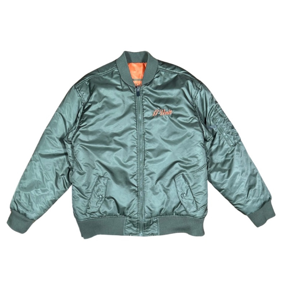 G-Unit Boy’s Graphic Reversible Green Orange Bomber Jacket Puffer Coat